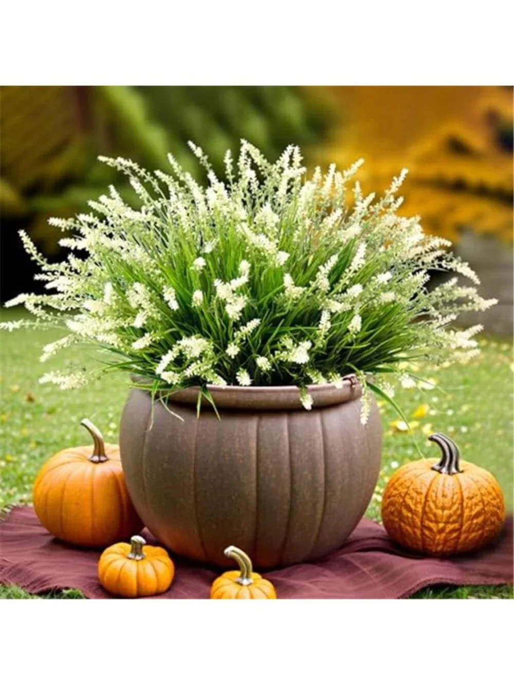 Artificial Faux Monkey Grass Plants 12pc Outdoor Garden Decor Realistic White